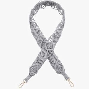 Grey Woven Macrame Crossbody Purse Strap